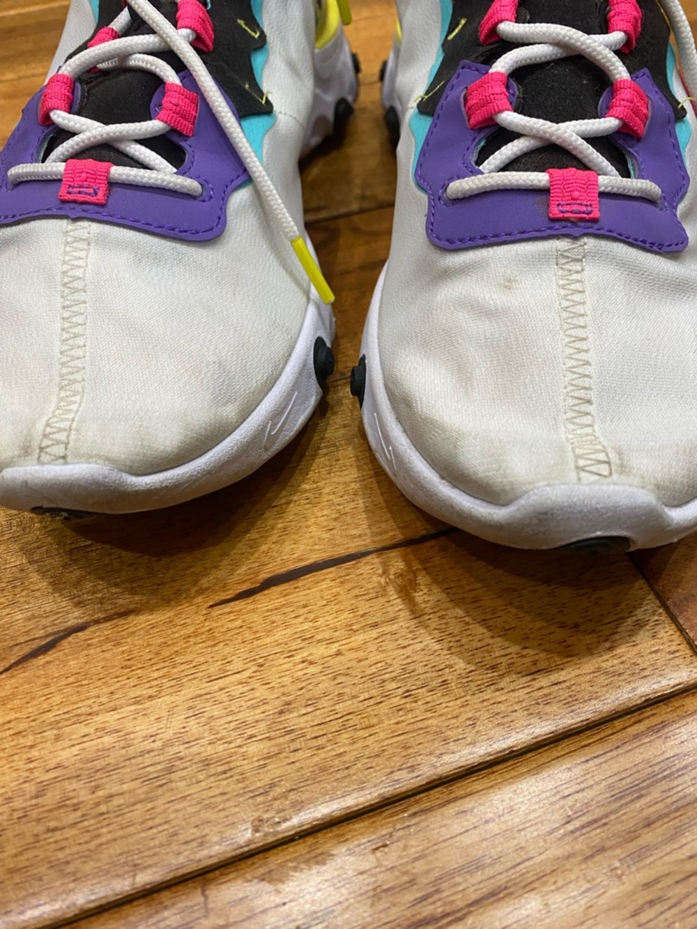 Nike White Sneakers with Purple, Pink and Yellow Highlights - Picture 5 of 7